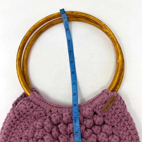 Handmade Mauve/Lavender Crocheted Round Pouch Purse with Round Handle - Picture 9 of 10